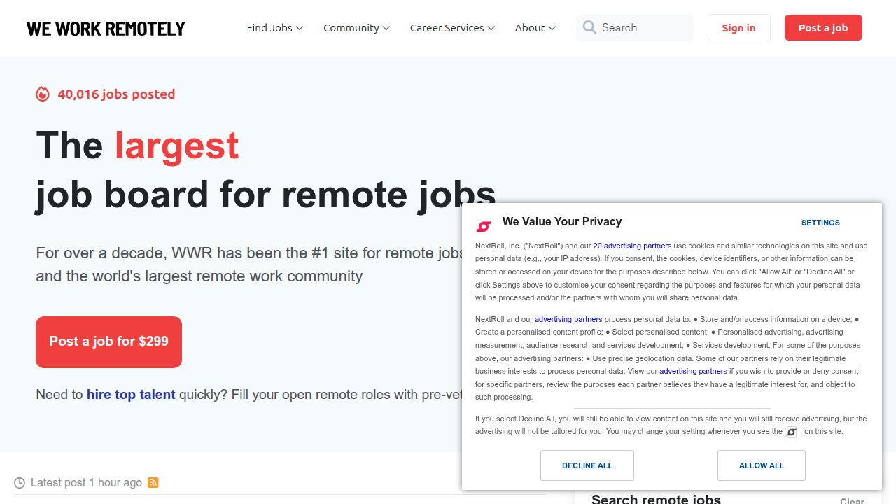 We Work Remotely features a curated list of remote job postings across various industries, making it a valuable resource for finding flexible part-time positions.