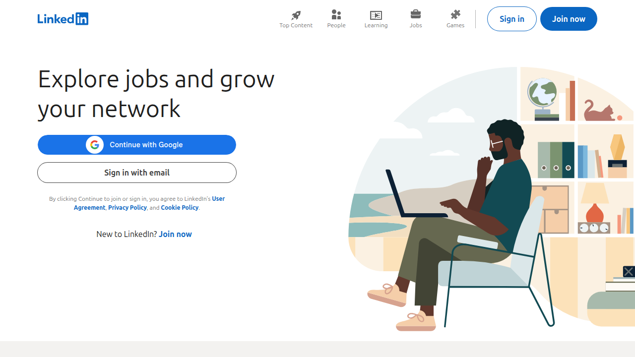 Screenshot of the LinkedIn homepage, an essential platform for professional networking and engaging with hiring managers.
